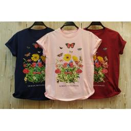 BR18056-2 - FLOWER TSHIRT TUMBLR TEE - pink