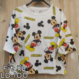 BR22082 - MICKEY PUTIH LENGAN 3/4 TSHIRT TUMBLR TEE SIZE XL