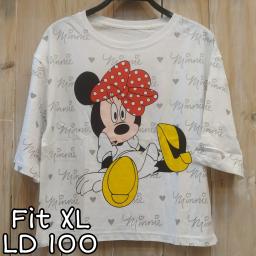 BR22083 - MINNIE PUTIH LENGAN 3/4 TSHIRT TUMBLR TEE SIZE XL