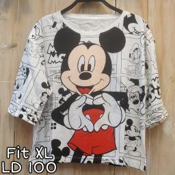 BR22088 - MICKEY PUTIH LENGAN 3/4 TSHIRT TUMBLR TEE SIZE XL