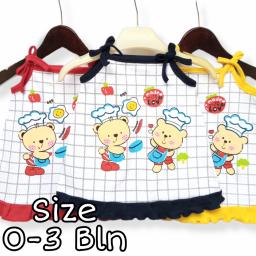 BR22234-2 - DRESS BAYI LENGAN TALI MOTIF BEAR COOKING - Navy