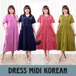 BR23122 - DRESS MIDI KOREAN - Navy