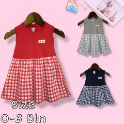 BR23399-2 - DRESS BAYI MOTIF KOTAK LM2 KT 002 - Abu