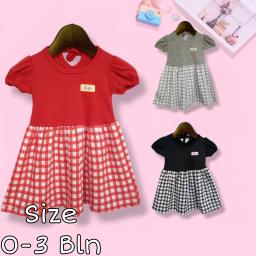 BR23400-2 - DRESS BAYI MOTIF KOTAK LM2 PD 002 - Abu