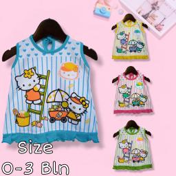 BR23405-2 - DRESS BAYI MOTIF HELLO KITTY TANPA LENGAN - Kuning