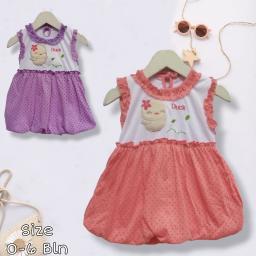 BR23716-2 - DRESS BAYI PEREMPUAN DUCK PDM - Peach