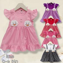 BR23718-2 - DRESS BAYI PEREMPUAN MOTIF KOTAK KECIL - Hitam