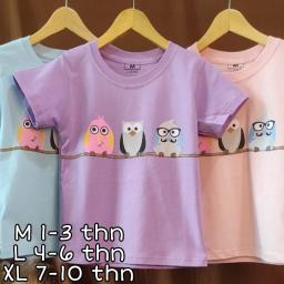 BR21621-2 - OWL KAOS ANAK TSHIRT TUMBLR TEE - Size M Lilac