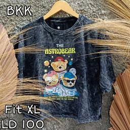 BR22983 - BEAR LENGAN 3/4 IMPORT BKK TSHIRT TUMBLR TEE HITAM SIZE XL