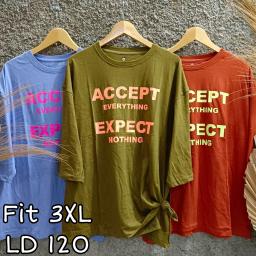 BR23050-1 - ACCEPT TSHIRT TUMBLR TEE LENGAN 7/8 SIZE 3XL - Ungu Muda