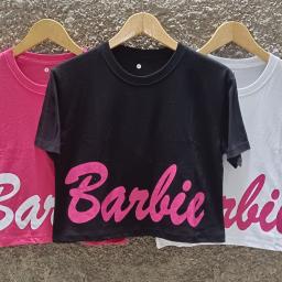 BR23475-2 - KAOS CROP TEE MOTIF BARBIE 2 - Hitam