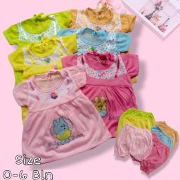 BR23685-2 - SET DRESS BAYI RABY BEAR - Kuning