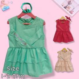 BR23739-2 - DRESS ANAK MOTIF STRAWBERRY TANPA LENGAN - Merah