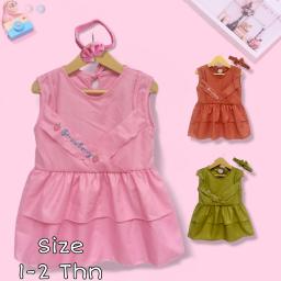 BR23740-2 - DRESS ANAK MOTIF STRAWBERRY TANPA LENGAN - Bata