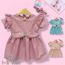 BR23744-2 - DRESS ANAK MOTIF BUNGA - Biru