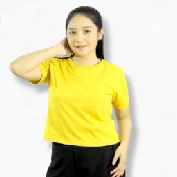 BR23763-1 - KAOS CROP TEE POLOS KUNING CERAH - Size M