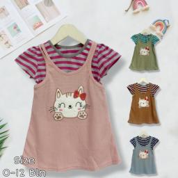 BR23772-2 - OVERALL DRESS ANAK SALUR CAT - Hijau sage