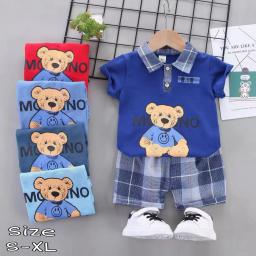 BR23773-2 - SETELAN ANAK LAKI-LAKI MOSCHINO - Size S Biru